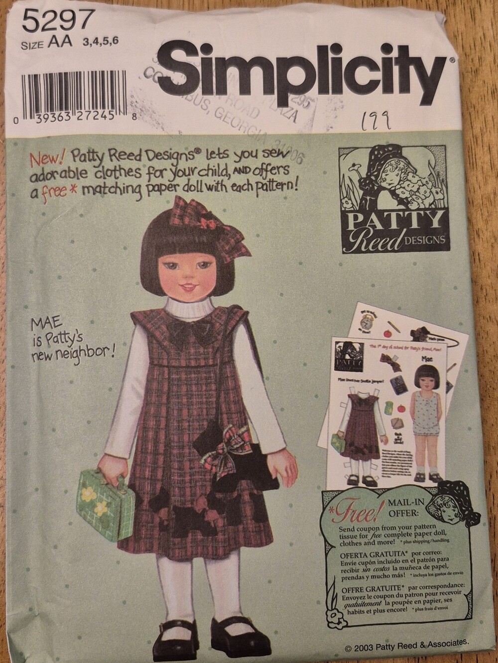 Simplicity 5297 Sewing Pattern Girls Jumper Dress Scottie Dog Purse Sz 3, 4, 5,6